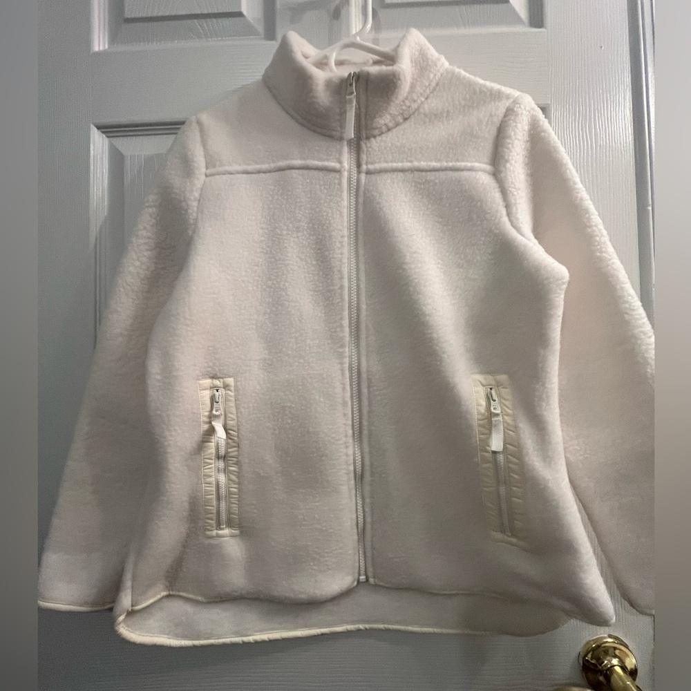 NWT Talbots Cream/-Off White Teddy Sherpa ZipUp Jacket M Petite